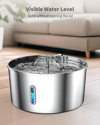 Miniatura 6 de Fuente de agua para perros de acero inoxidable, dispensador de agua para perros grandes, fuente automática de agua para gatos de 7 l236 onzas