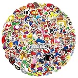 100pcs Super Mario Stickers, Cartoon Mario Bros Decal Gifts for Kdis, Waterproof Vinyl Decal for Teen Boy Laptop, Travel Case, Phone, Bike, Water Bottle, Guitar, Computer, Skateboard (100Pcs Mario)