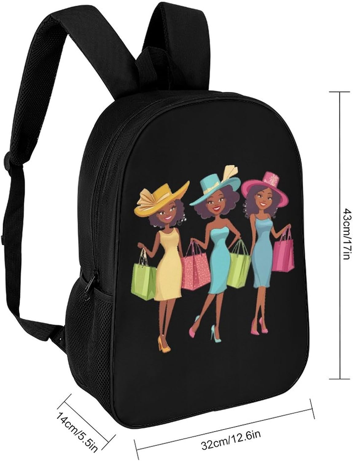 Cute African Am-erican Women Laptop Backpack for Men Women 17 Inch Shoulder Bag Travel Daypack