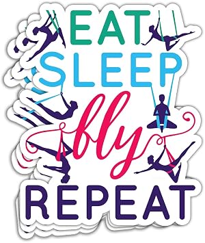 3in - 3Pcs Eat Sleep Fly Repeat Aerialist Sticker Funny Aerial Yoga Sticker Acrobatics Gift Decoration Helmet Vehicles