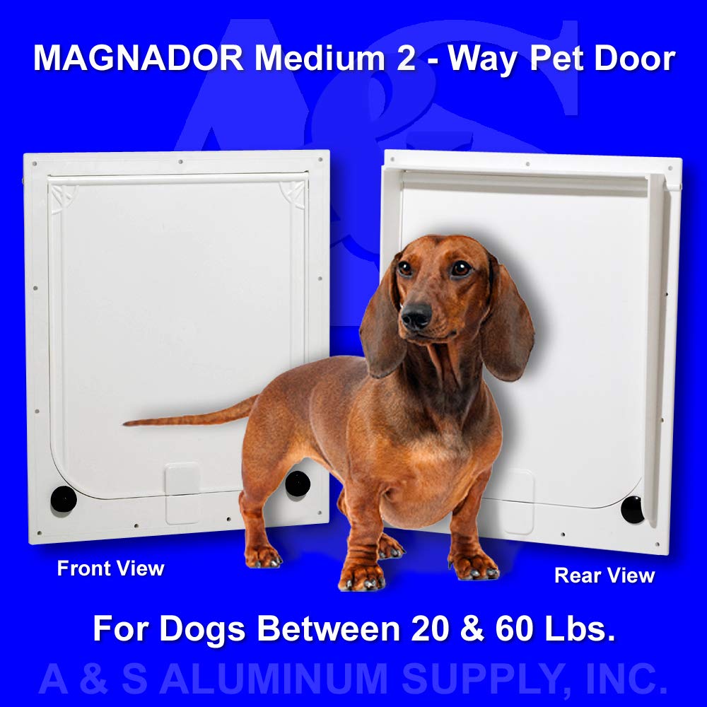 Magnador Pet Door, Medium, White, Standard Magnet.