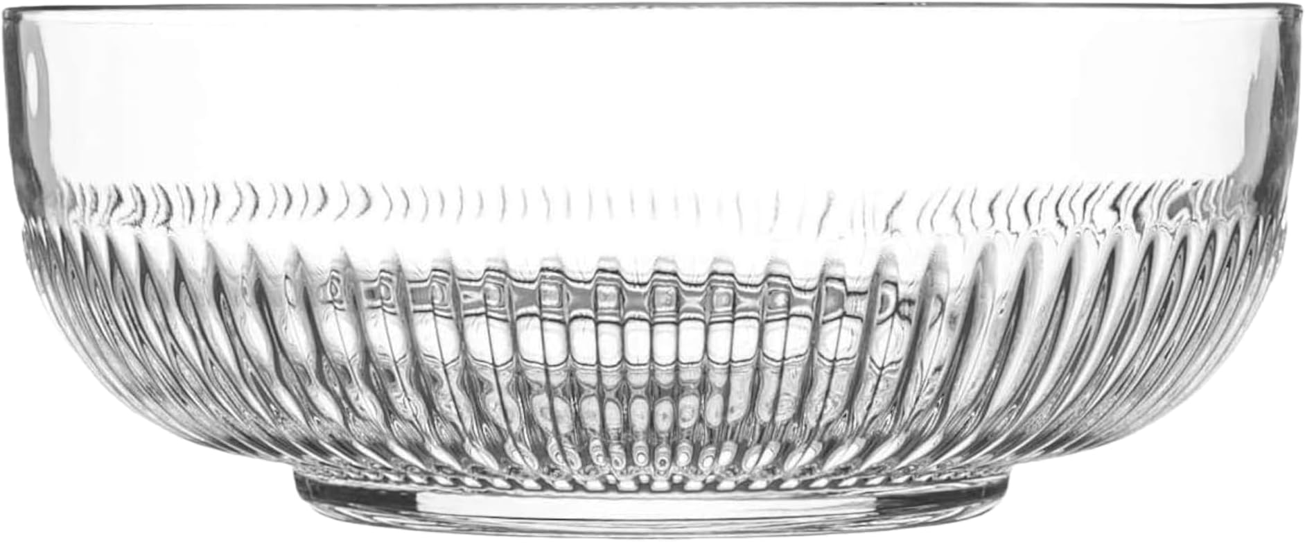 Large Glass Serving Bowl Salad Mixing Ridged Dessert Dish Ideal for