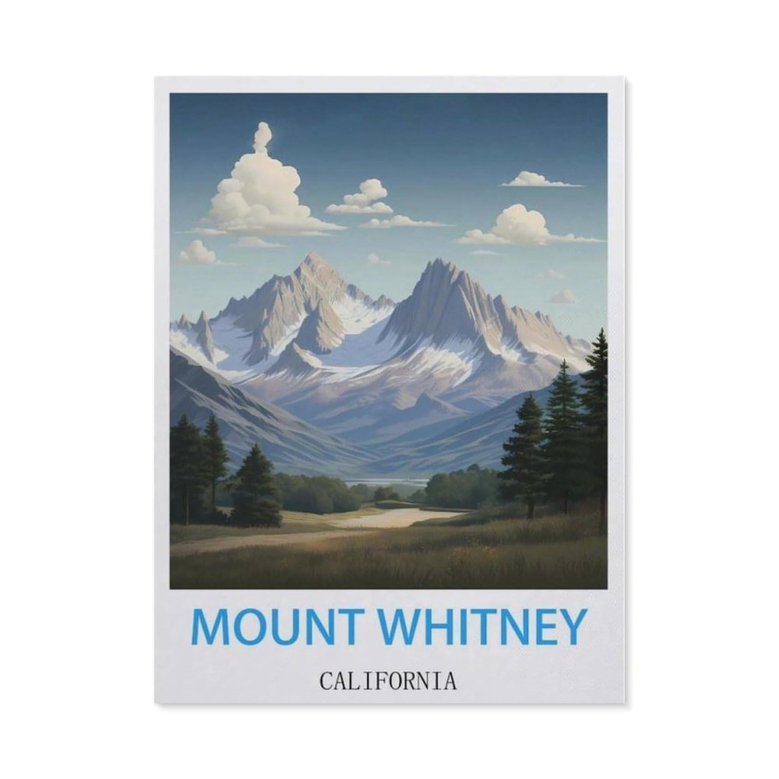 Beayodkp （30 X 40 Cm/11.81 X 15.74 Inches） Diy 5D Diamond Painting，Mount Whitney California Vintage Travel Posters，Round Diamond, Used For Room Decoration-Cc47