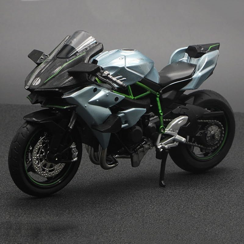 Image of Metal Kawasaki Ninja H2R Motorcycle Model (Gray), 3+ Years