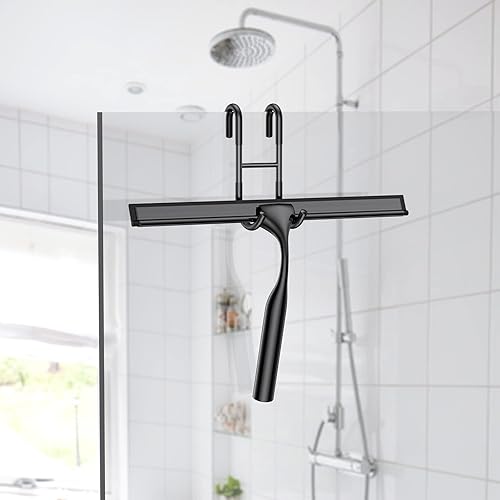 Miniatura 3 de Escobilla de ducha para puertas de cristal, escobilla de baño de acero inoxidable de 10 pulgadas, espejo para ventanas de automóvil con soporte de
