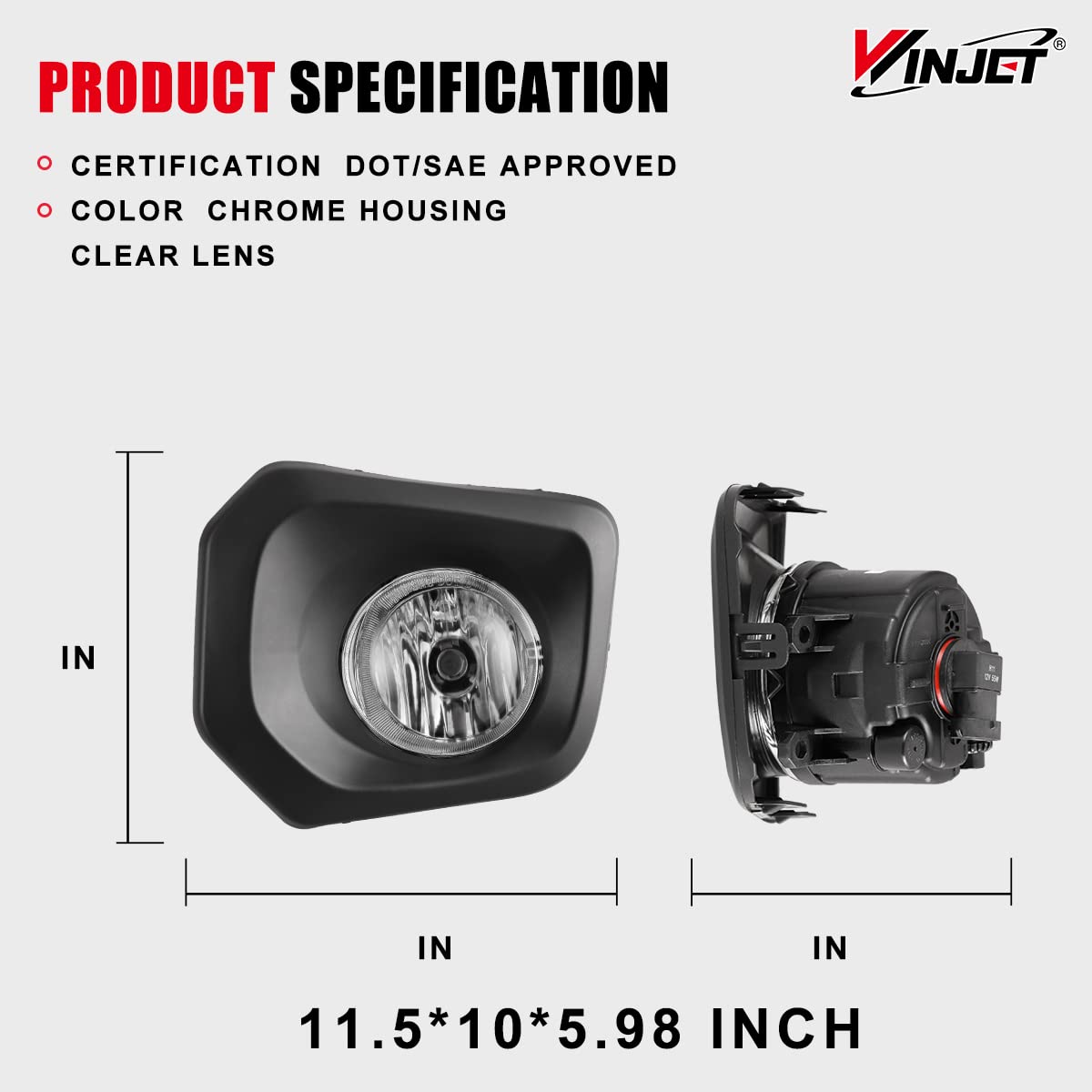 Winjet OEM Series for [2016 2017 2018 2019 2020 2021 2022 2023 Toyota Tacoma] Driving Fog Lights + Switch + Wiring Kit Clear Lens