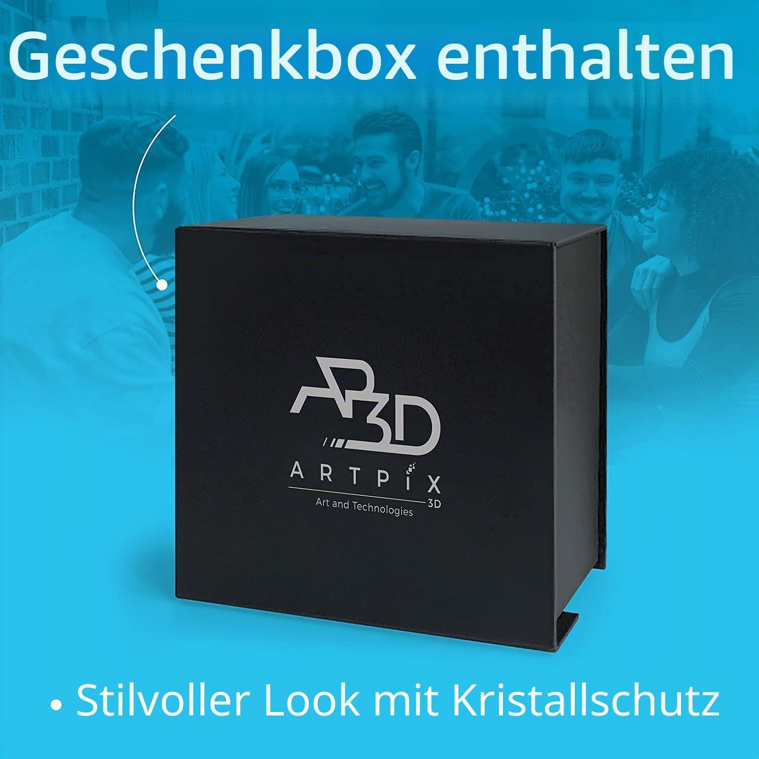 ArtPix 3D Kristall Foto - Personalisiertes Geschenk für Frauen, Ehefrau, Sie, Ihn, Männer, Ehemann, Oma - Individuelles Glasgeschenk mit eigenem Foto - 3D Lasergravur - Hochzeit