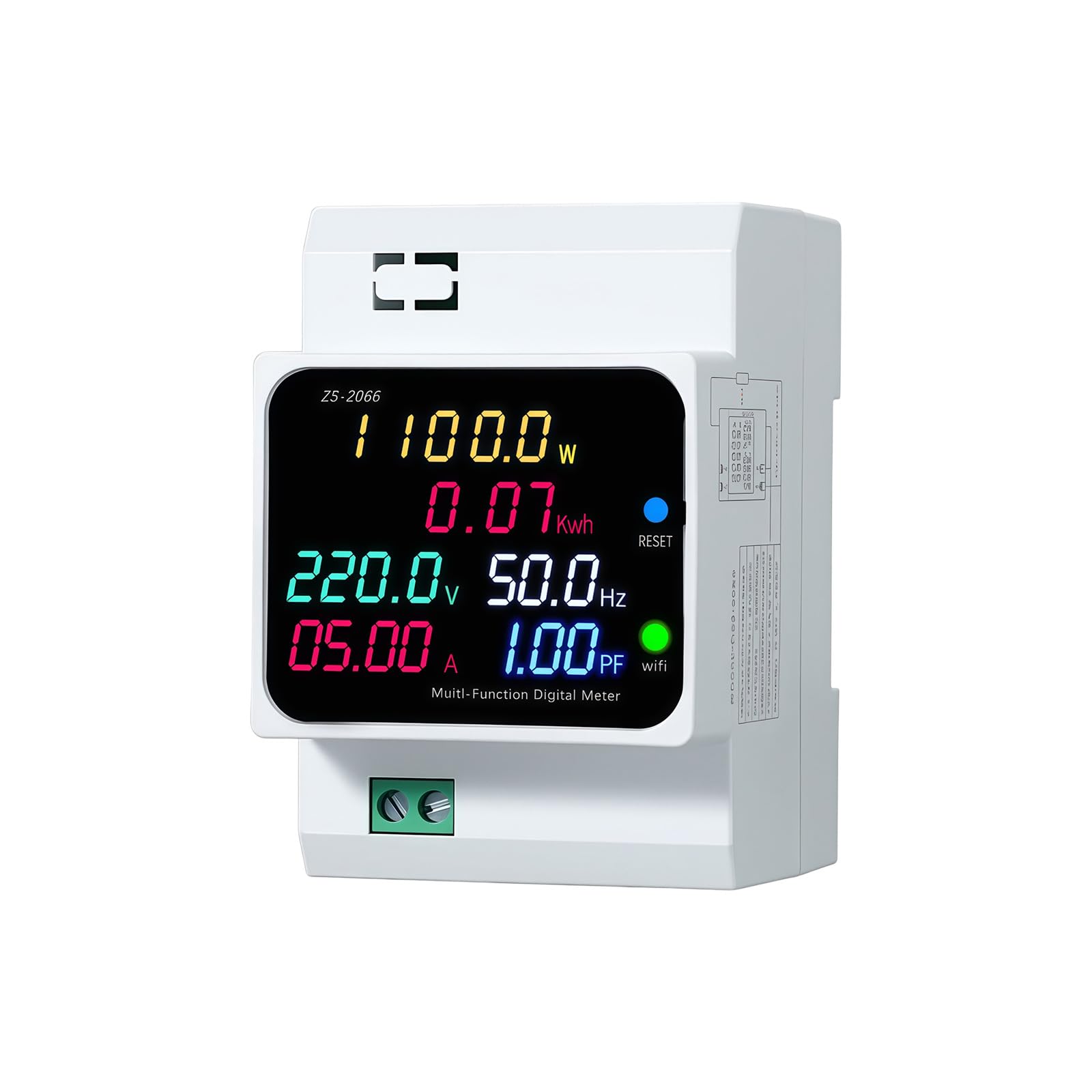 Zxfdsfdbnm 450V Economical Mode Din Rails Alternating Current Energy Meter Monitors, 50-300Volt 100A Voltages Current Voltmeter Ammeter Watt Electricity Usage Monitor For Home