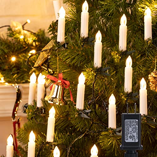 Christmas Candle String Lights, 48Feet 50Pcs Led Candle Lights For Christmas Tree, Connectable Flameless Candle Lights With Clips For Xmas Tree Holiday Seasonal Celebration Decoration, Warm White #TOP7