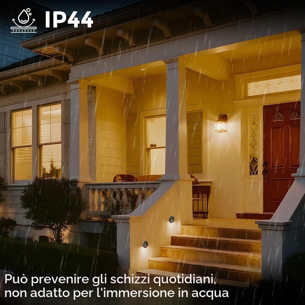 8 Pezzi segnapasso led 3W 3000K Alu, Applique da Parete LED incasso per scale, 60mm IP44 luci scale con scatola da incasso illuminazione da parete, per Interno esterno giardino, guscio nero