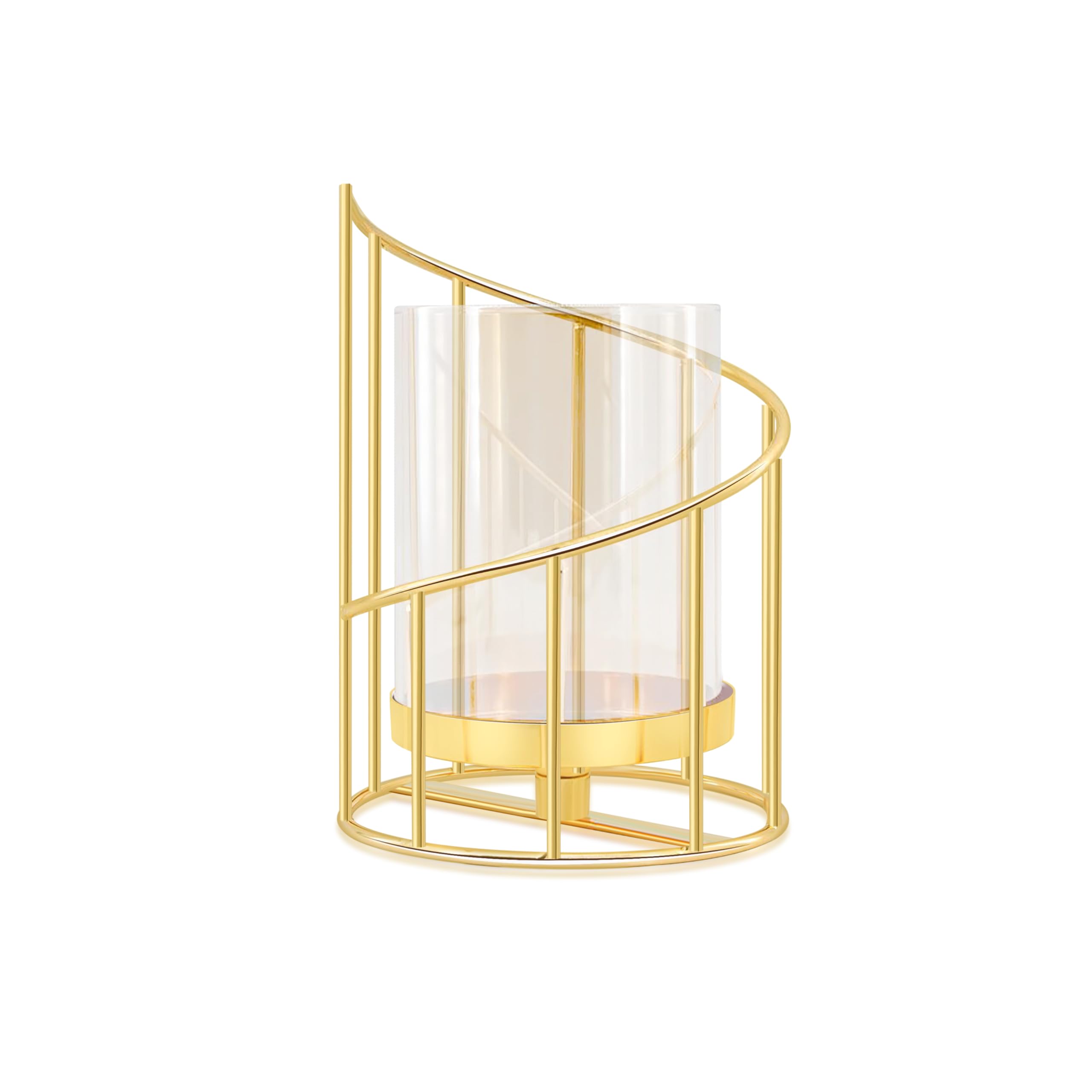 YIUTOYILY Hurricane Candlestick Holder,Pillar Candle Holders Gold Candle Holders Candlesticks Holder with Glass Hurricane Lid,Metal Candle Holder for Wedding, Dining, Party