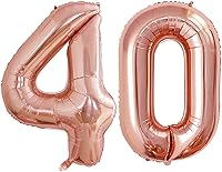 Vista 289 de GOER Globos con el número 80 para decoraciones de fiesta de cumpleaños número 80, globos de helio de aluminio jumbo de 42 pulgadas para 80 Oro rosa