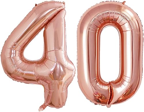 Miniatura 436 de GOER Globos con el número 40 para decoraciones de fiesta de cumpleaños número 40, globos de helio de aluminio jumbo de 42 pulgadas para 40