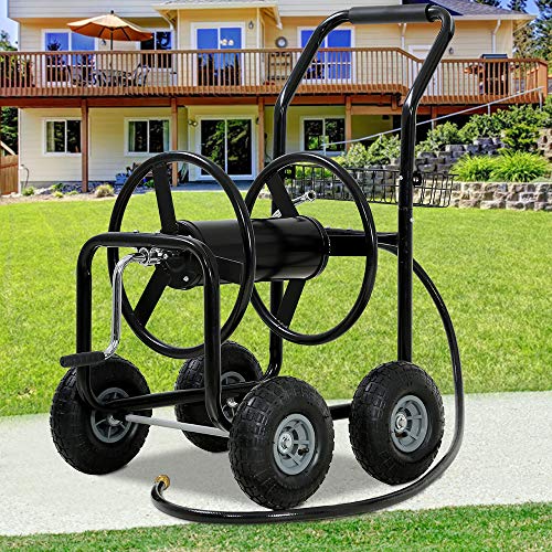 Garden Hose Reel Cart with Wheels, Holds 300-Feet of 5/8-Inch Hose, Heavy Duty Yard Water Planting 4...