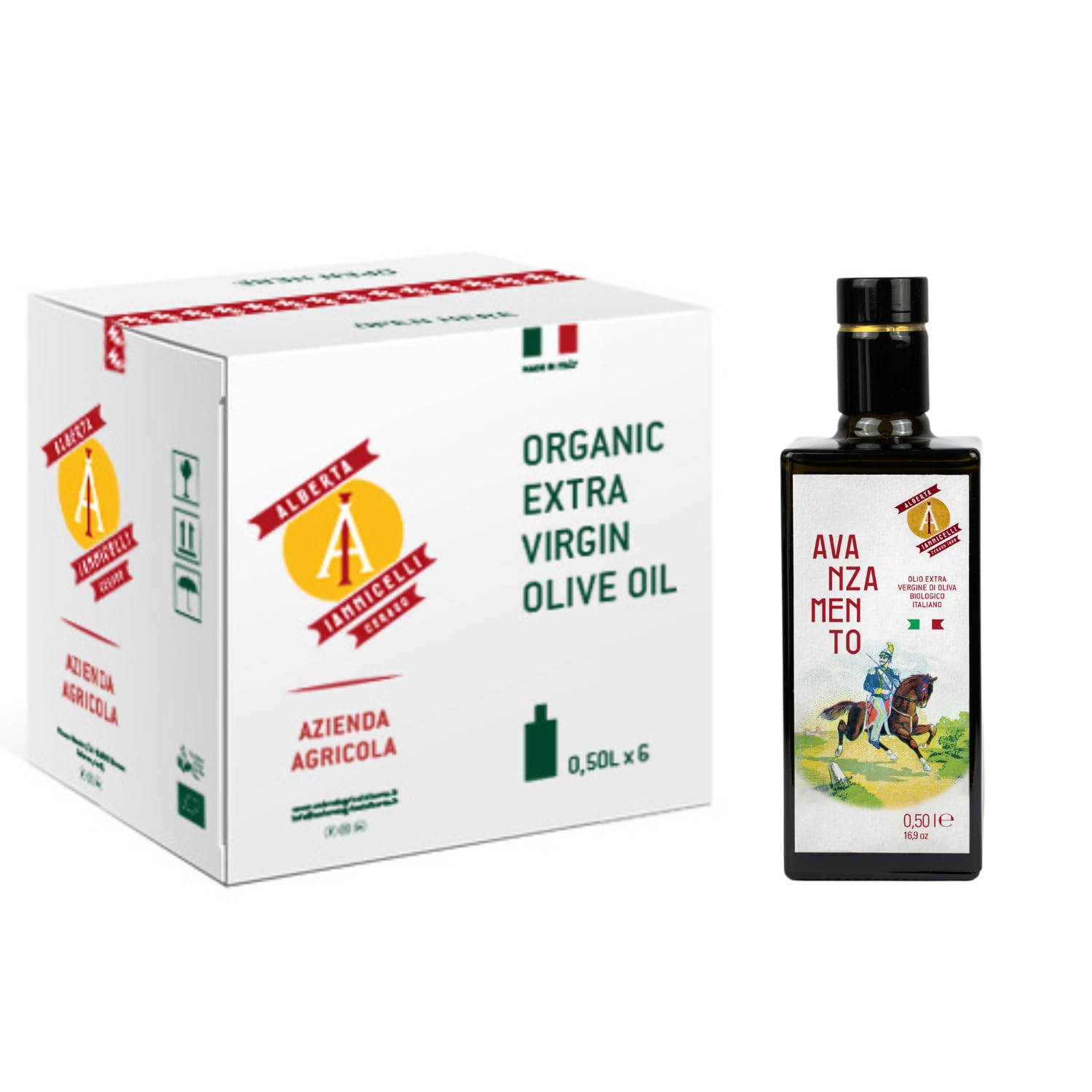 Finissimo di Ceraso - Filtrowana Organiczna Oliwa z Oliwek Extra Virgin - 100% Made in Italy - Alberta Iannicelli Azienda Agricola (500 ml x 6)