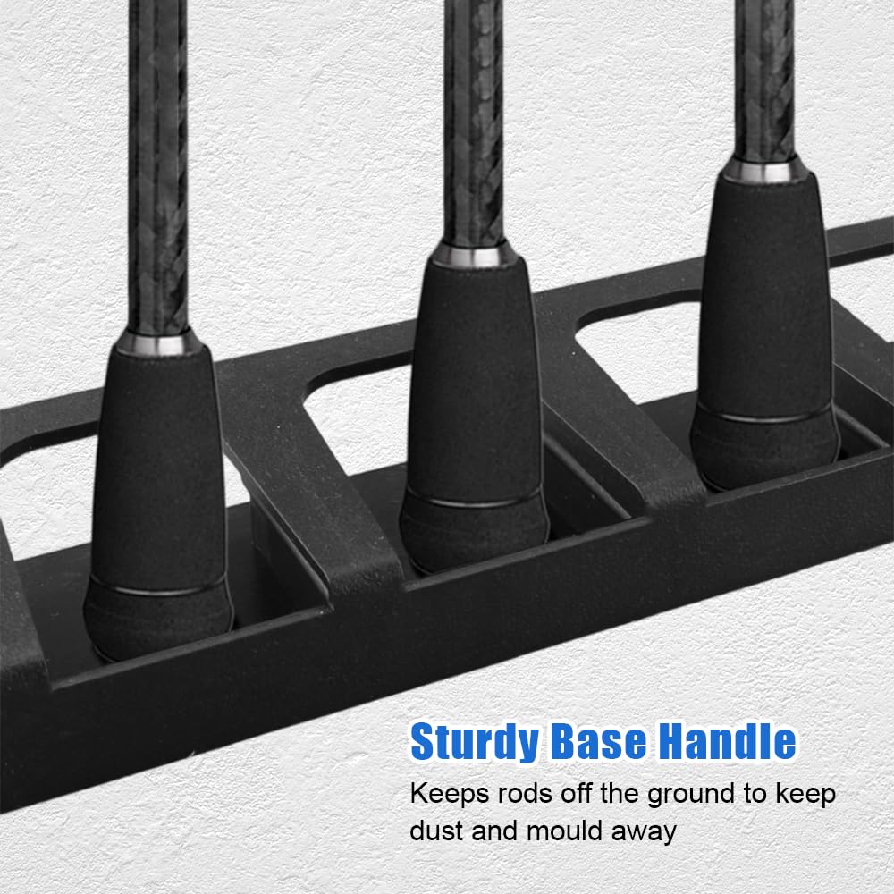 1 par de soportes para caña de pescar vertical y horizontal – Estantería de pared para 6 polos, estante de almacenamiento Rod Rack (negro)