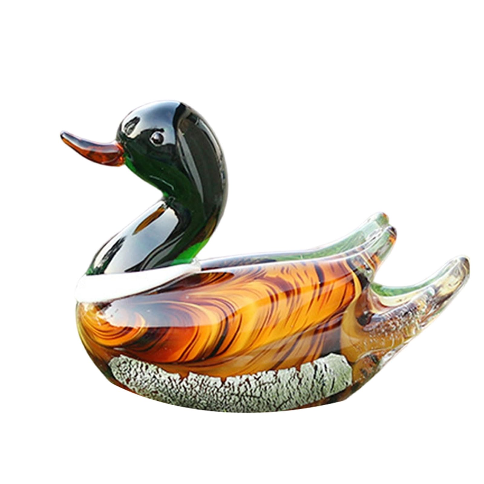 Snorvixre Glass Figurine Collectible Art Glass Ducks Miniature Animal Statue Sculpture Ornament for Home Decors Miniature Pet Animals Collection