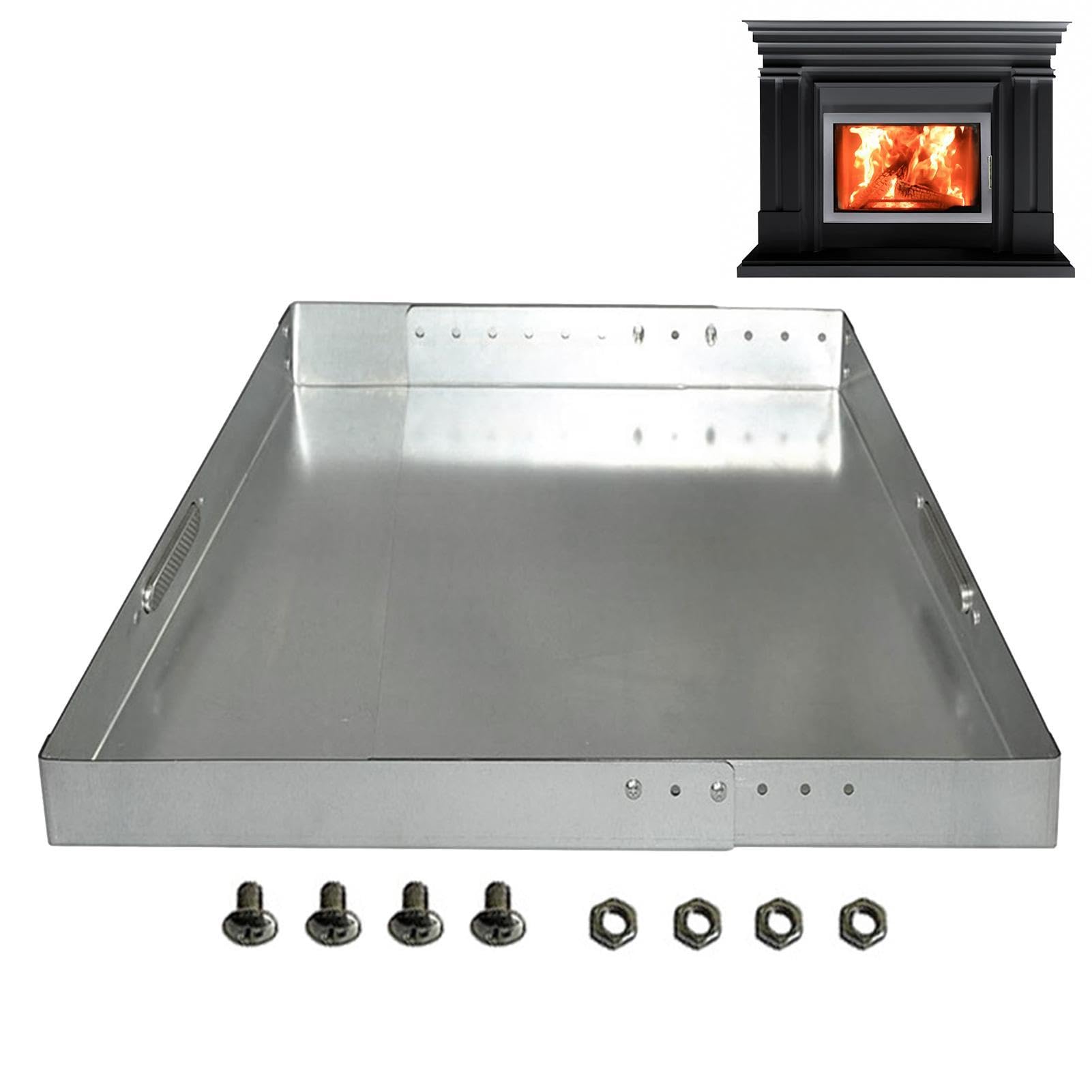Bandeja para chimenea, soporte de acero para recoger cenizas con paquete de tornillos, herramienta de recolección ajustable resistente al óxido, accesorios de chimenea para una fácil limpieza