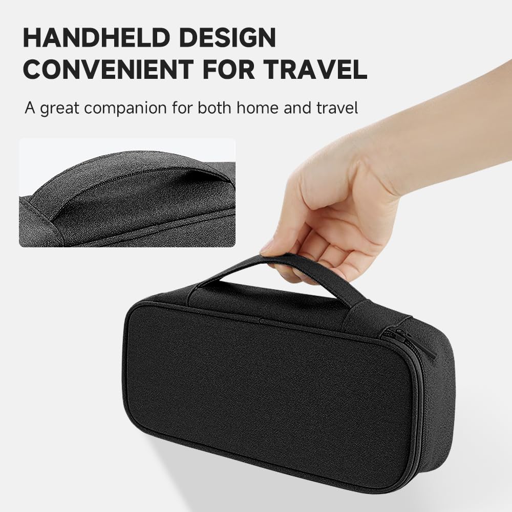 Teskyer Travel Tech - Bolsa organizadora de cables portátil, accesorios electrónicos, estuche organizador de viaje para cargador de cable, auriculares, banco de energía, disco duro, Black, 25 x 12 x
