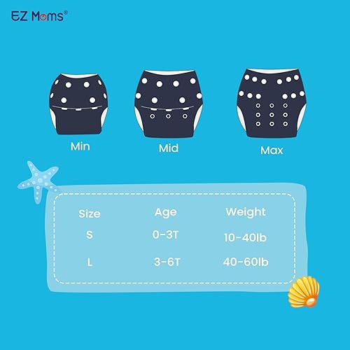 Miniatura 6 de EZ Moms Pañales de natación reutilizables para bebé, 2 unidades, tamaño grande, ajustable, lavable, talla única, con una toalla de gamuza para bebé,