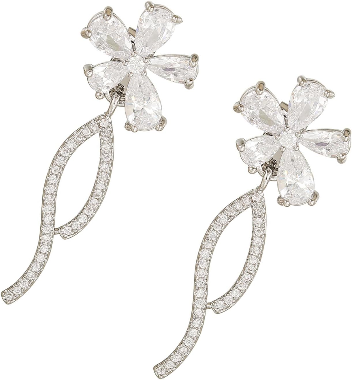 Earbud Charm Accessory Pair, Silver Tone Crystal Look Ribbon Accent, Decorative Piece for Commute Wear, Outfit Det