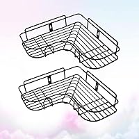 Vista 2 de Cabilock Estante organizador de acero para baño, cesta sin perforaciones, para cocina, montaje en pared, triángulo, inodoro, para esquina de ducha