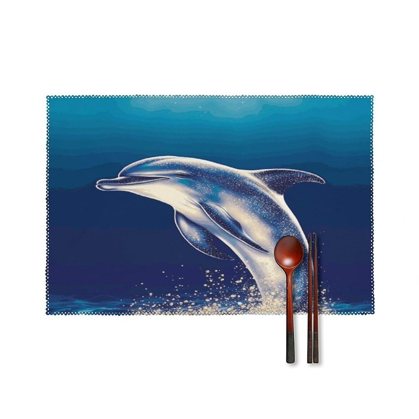 Fekiloot Style Glitter Dolphin Placemats Set Of 6,Table Mat