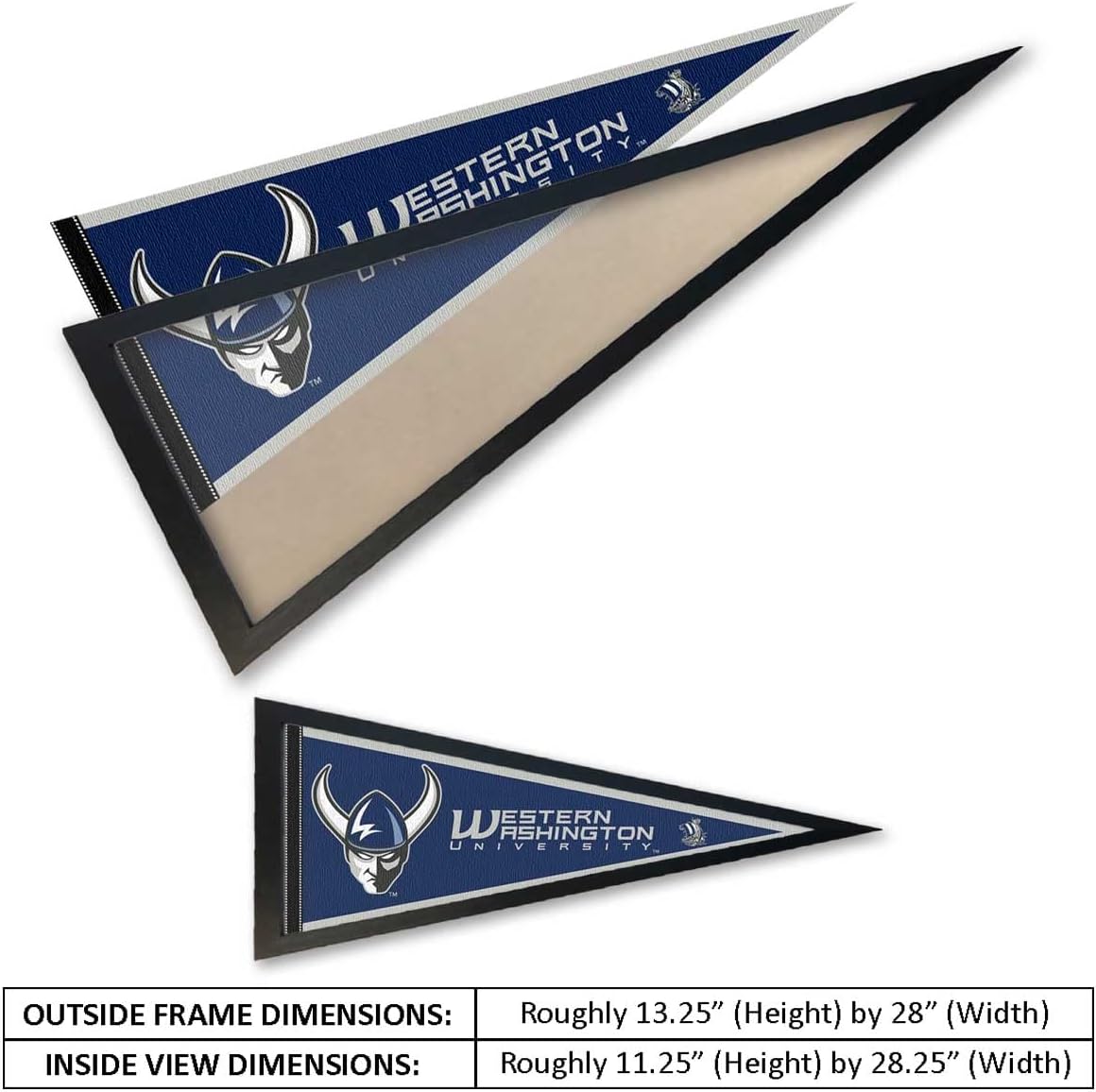 College Flags & Banners Co. Western Washington Vikings Pennant and Wood Pennant Frame