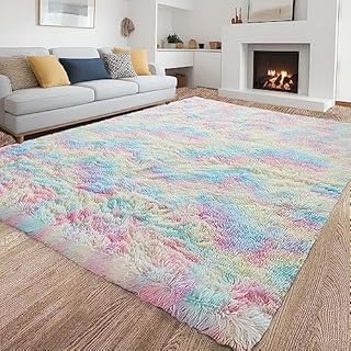 5x8 Feet Navy Soft Area Rugs for Bedroom Living Room Shag Area Rug Modern Indoor Plush Fluffy Carpets, Soft and Comfy Carpet, Girls Kids Nursery (5X8 Feet, Navy/White)