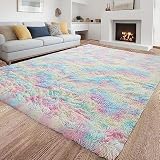 4x6 Rainbow Carpet for Living Room Soft Luxury Bedroom Fluffy Room Area Rug Shaggy Girls Comfy Mat