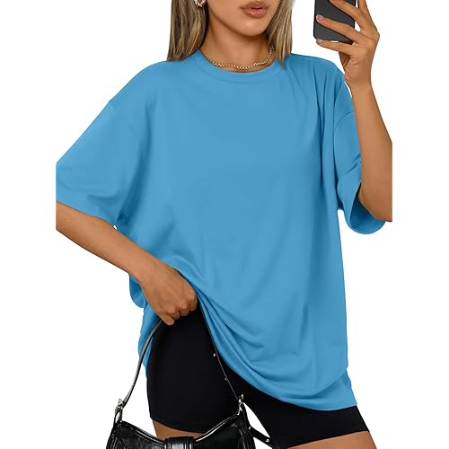 Trendy Queen Womens Oversized Summer T Shirts Plus Size Batwing Cute Casual Tops Short Sleeves Fashion Workout Clothes