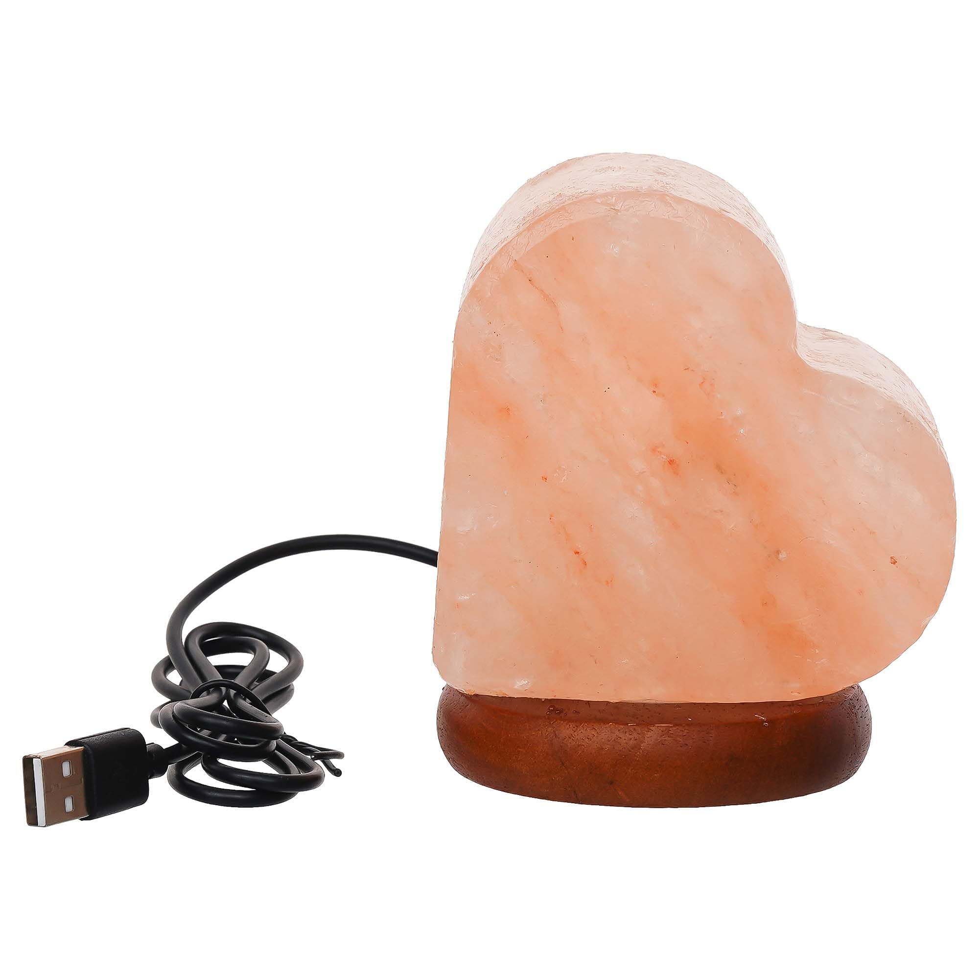 eCraftIndia Heart Shaped Decorative Himalayan Salt Lamp with Wooden Base- Table Lamp for Positive Energy, Healing, Vastu & Home Decoration - Gift for Diwali Christmas Birthday Valentine's Day New Year 1