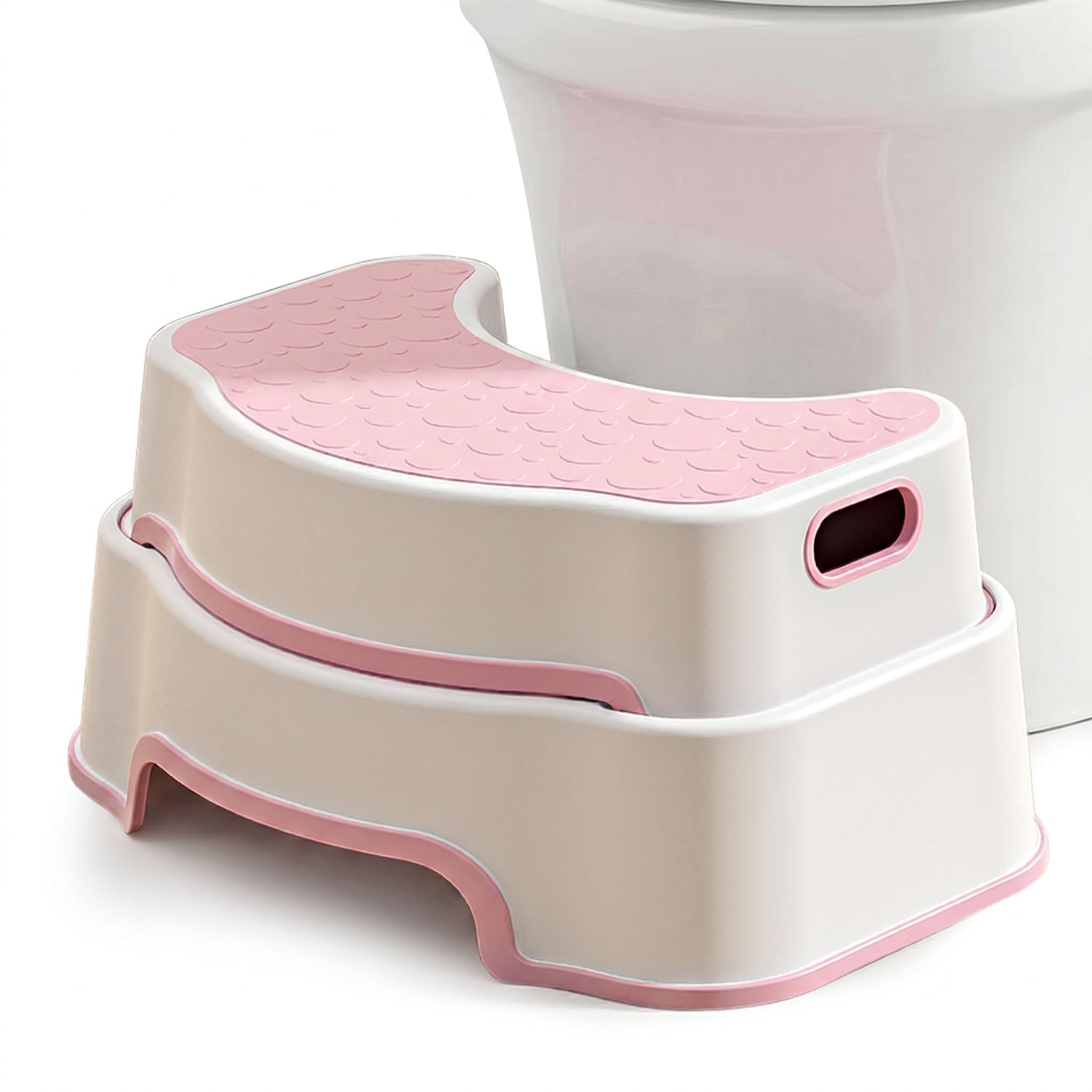 UBRAVOO Toilet Stool for Adults, Non Slip Bathroom Step Stool, Potty Training Squat Stool for Toddlers, Toilet Step for Kids, Seniors & Pregnant Women (Pink)