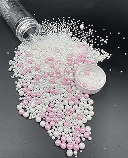 Edible White Pink Pearl Sugar Sprinkles Candy Mixing Size Baking Edible Cake Decorations Cupcake Toppers Cookie Decorating Celebrations Wedding Shower Party Chirstmas Supplies
