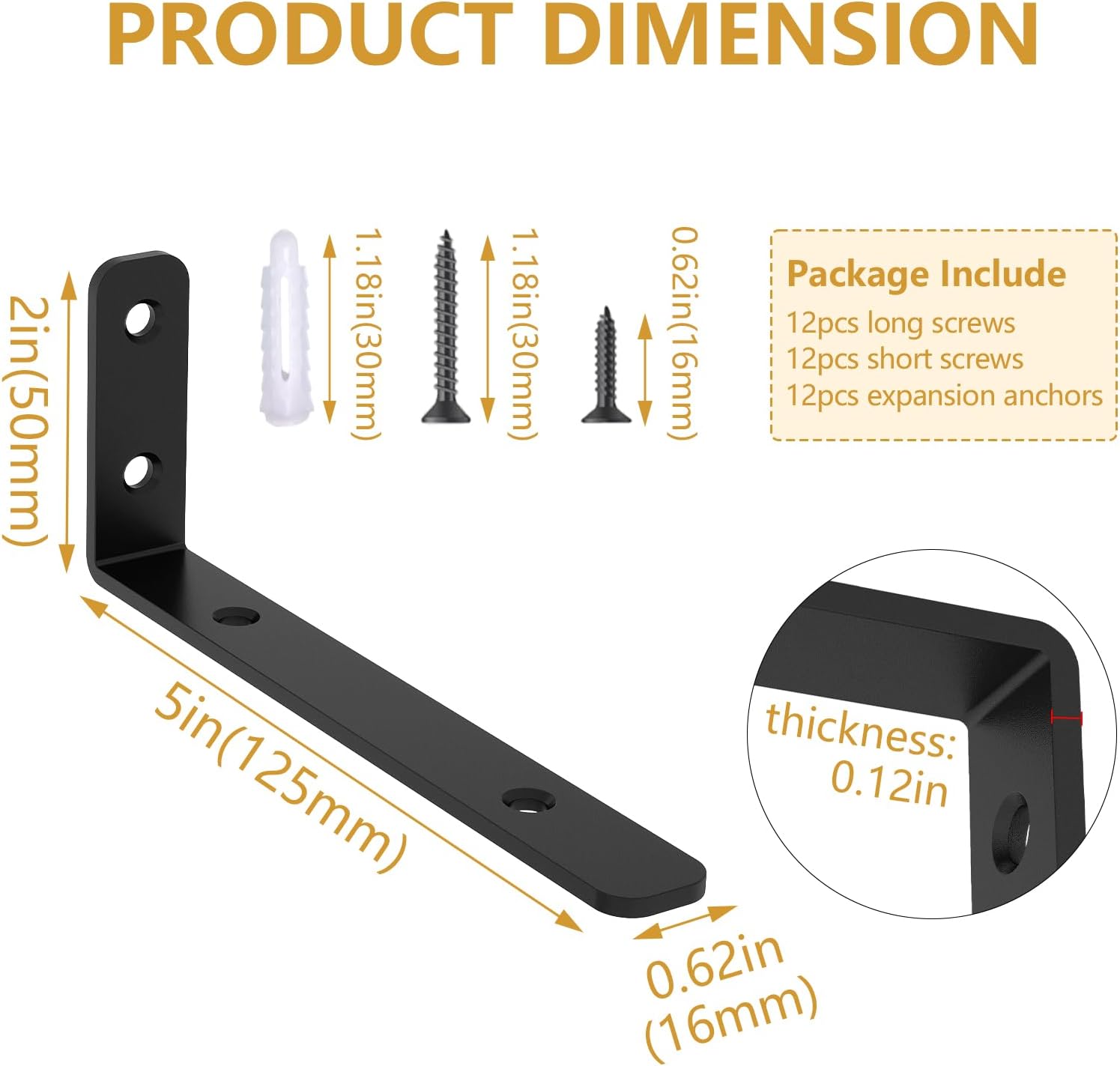 LSK 6PCS Shelf Bracket Black