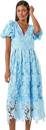 cornflower blue lace dress 1930s Hazy Blue Lace Dress XS – OMNIA main image 0