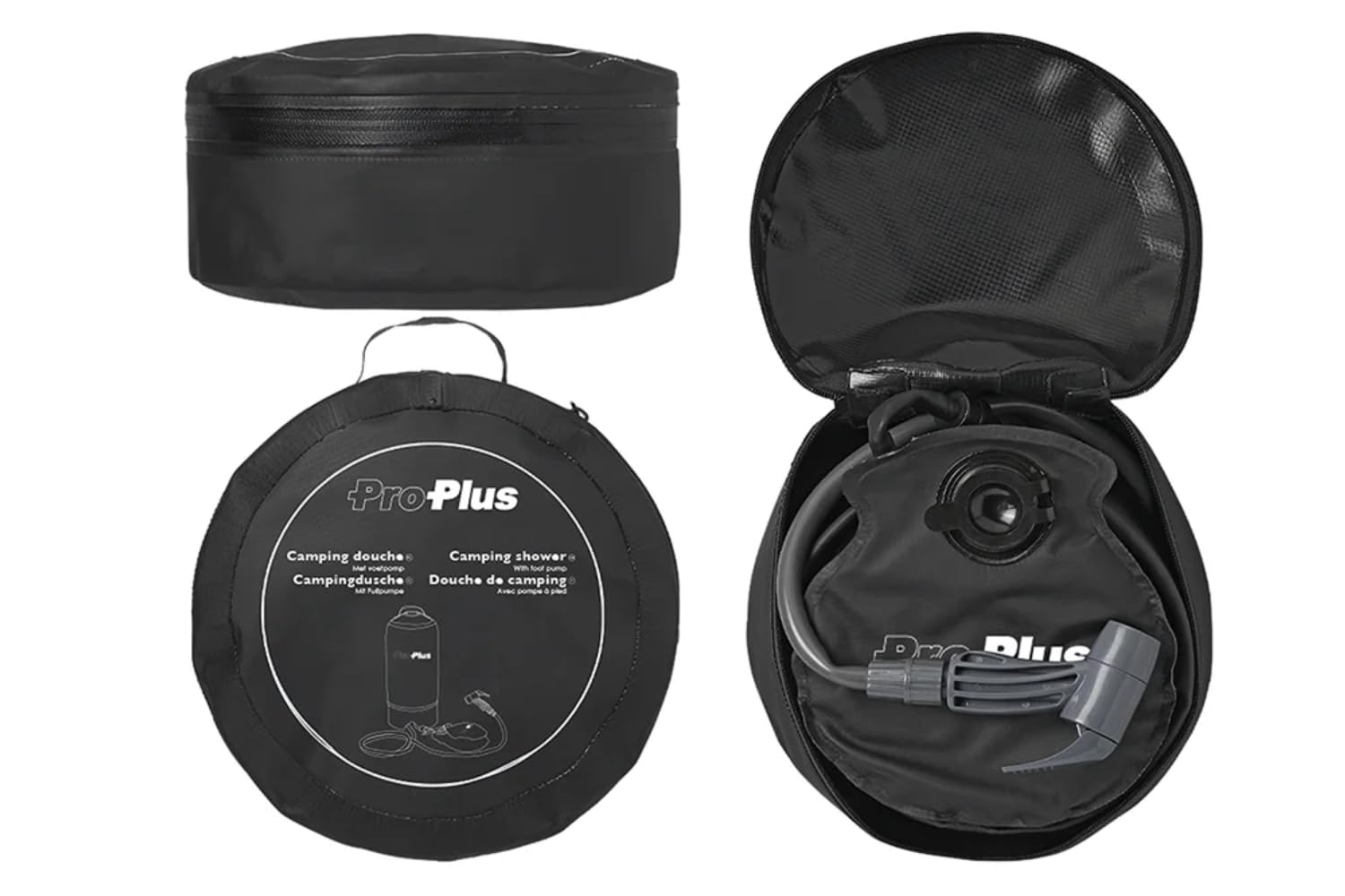 ProPlus Douche de Camping 11 L – Douche Portable à Pression pour Camping Plage et Voyage – Pompe à Pied et Sac de Transport Inclus – Noir | Réservoir compact de 11 l avec sac de transport. Idéal pour le camping, le bivouac, rincer le chien ou nettoyer le