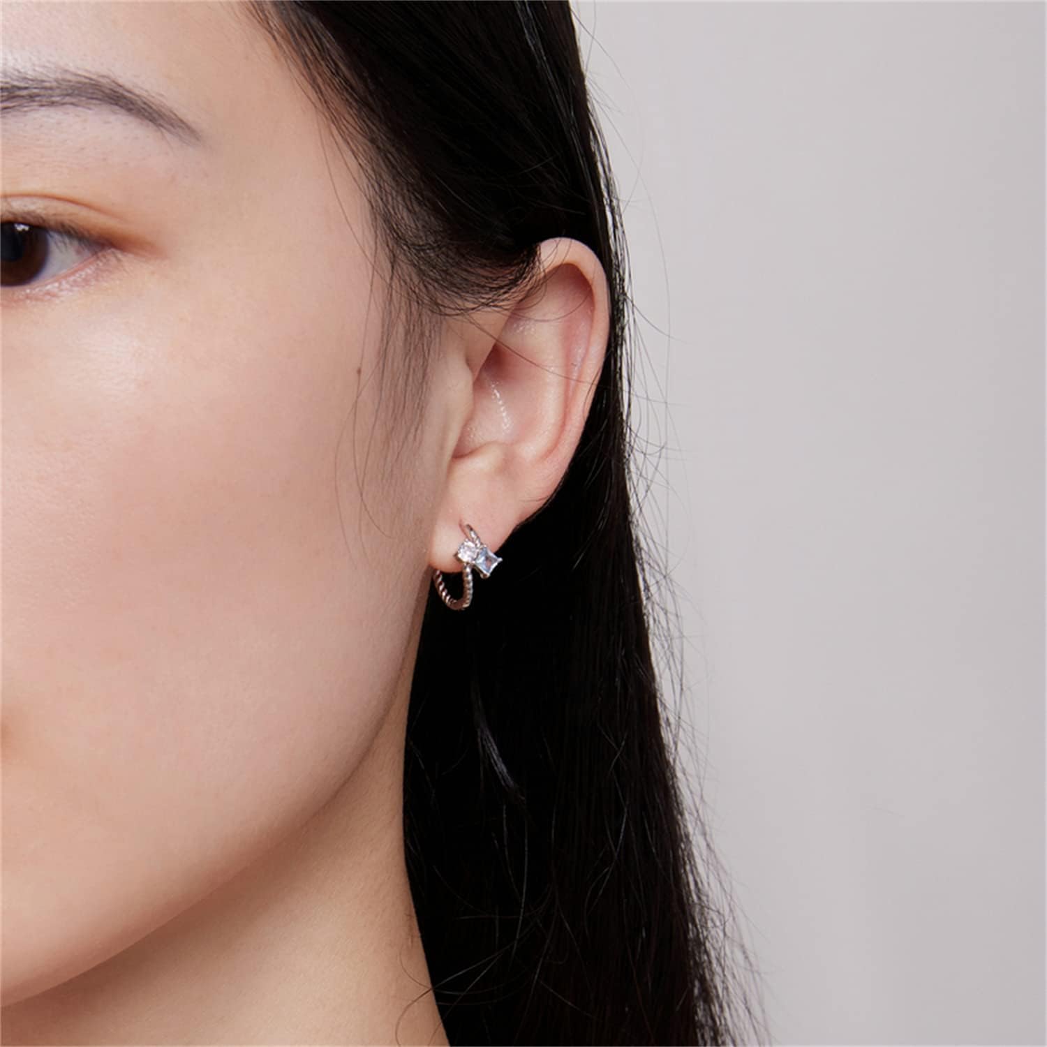 BISAER Rose Gold Plated Heart Stud Earrings Red Cubic Zirconia Stone Hoop Stud Dangle Earrings for women Ruby Drop Earrings Unique Design Jewelry - Image 2