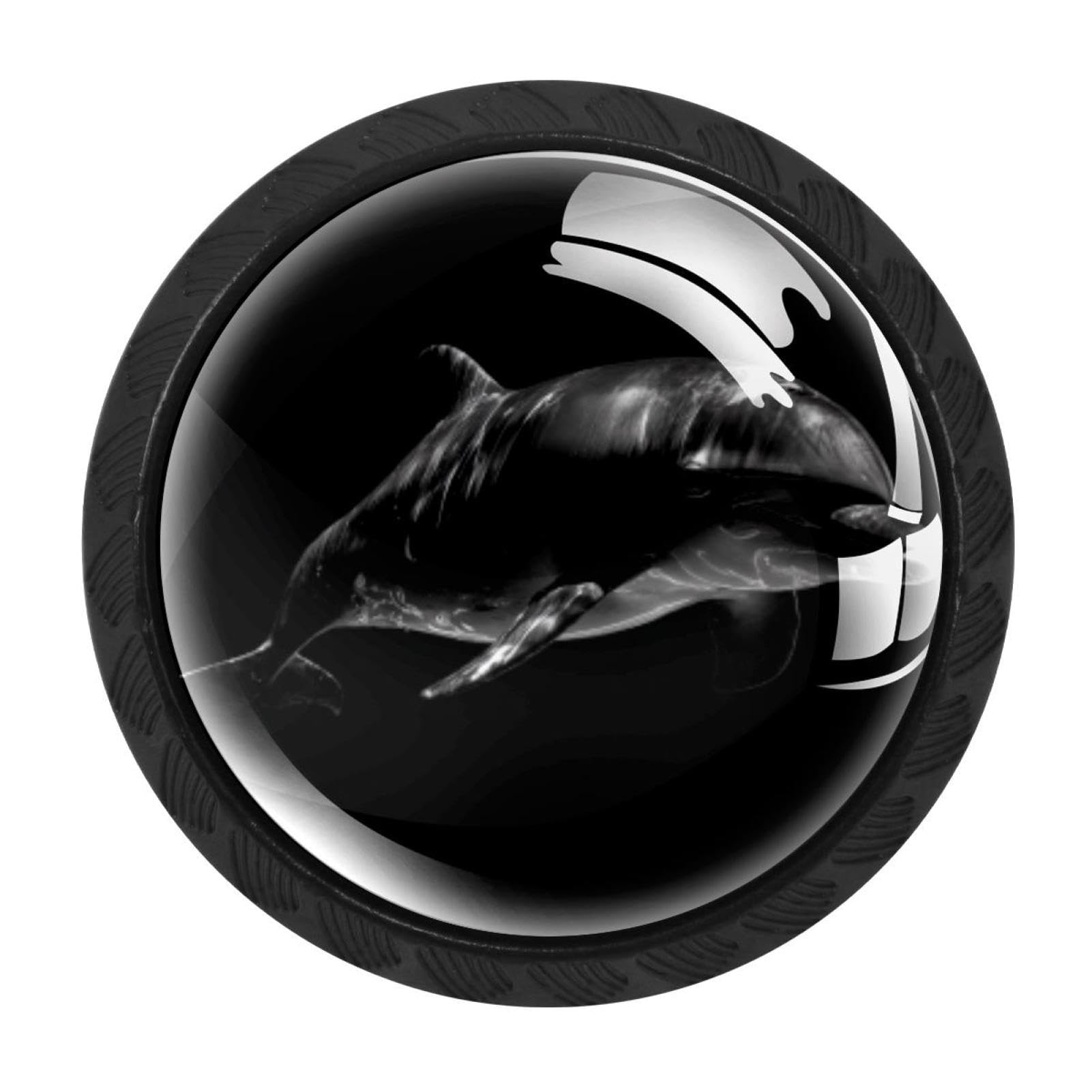 CHENZZZZ 4 Pieces Dolphin Black (2) Kitchen Cabinet Knobs Drawer Knobs Dresser Knobs Black Knobs Drawer Pulls Dresser Drawer Handles Knobs for Dresser Drawers