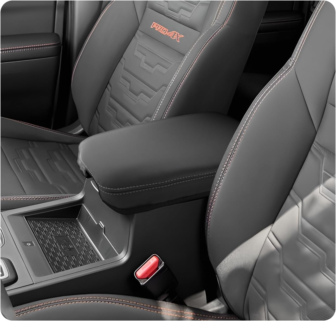 LUWU 2025 2026 Frontier Center Console Cover Compatible with 2022 2023 2024 2025 2026 Nissan Frontier Accessories Armrest Console Cover Cat Scratch Resistant, Ultra-Soft (Thick Black-Gray Line)