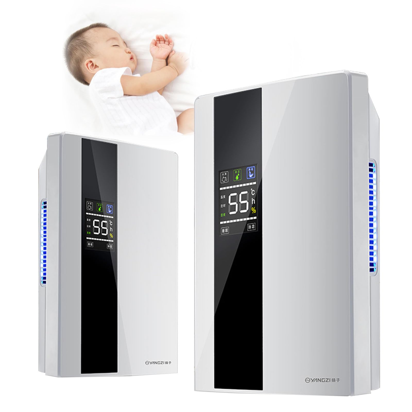 Elektryczny osuszacz powietrza z wyświetlaczem LED, 1 osuszacz powietrza, przenośny, mały osuszacz powietrza do 50 m², do mieszkania, łazienki, piwnicy, automatyczne wyłączanie, timer