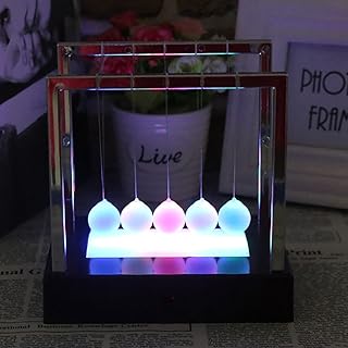 Newtons Cradle, Newtons Cradle Swinging Balls Led Lights, Mens Desk Accessories Essentials Physics Science Gadgets Decoration
