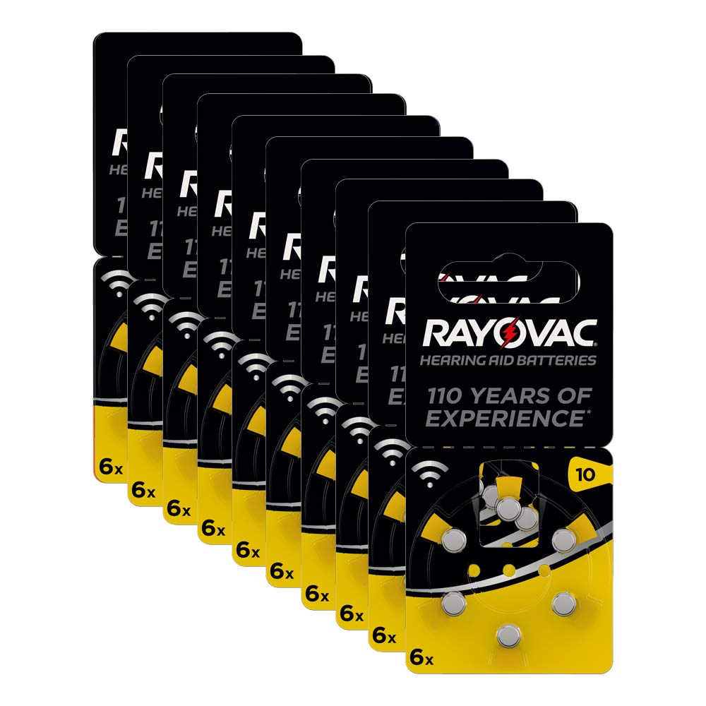 Buy Rayovac Acoustic Zinc Air Hearing Aid Batteries, Size 10 AU, Yellow