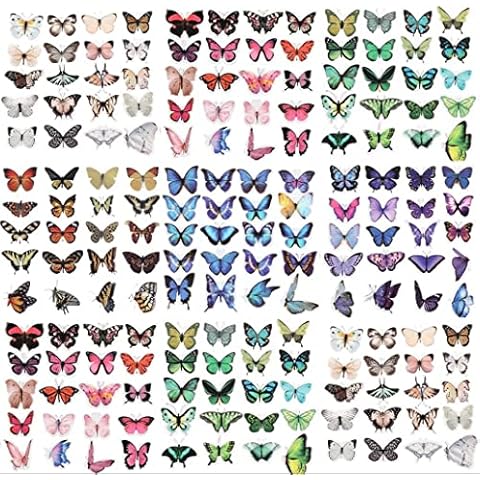 Doubyan 240 Pieces Butterfly Stickers Set PET Transparent Waterproof Decorative Decals Decorative Decals Scrapbook DIY Crafts Cover