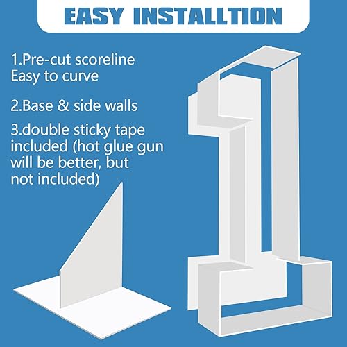 Miniatura 2 de SKEFOLI Números de marquesina de 4 pies, números de mosaico para globos precortados de cartón extra grande, tablero de espuma para decoración de