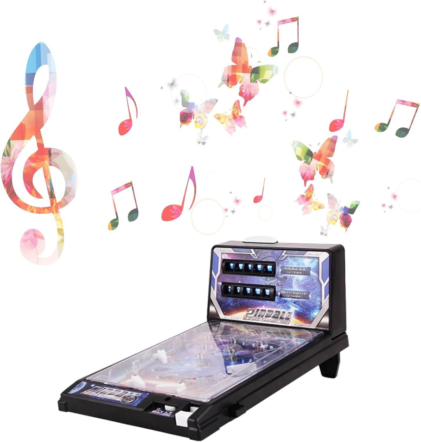 Mini Table Pinball Games Machine, Electronic Pinball Ball Shooting Game with Lights, Sounds and Scoreboard, Tabletop Pinball Toys for Kids Adults Birthday Party Gift