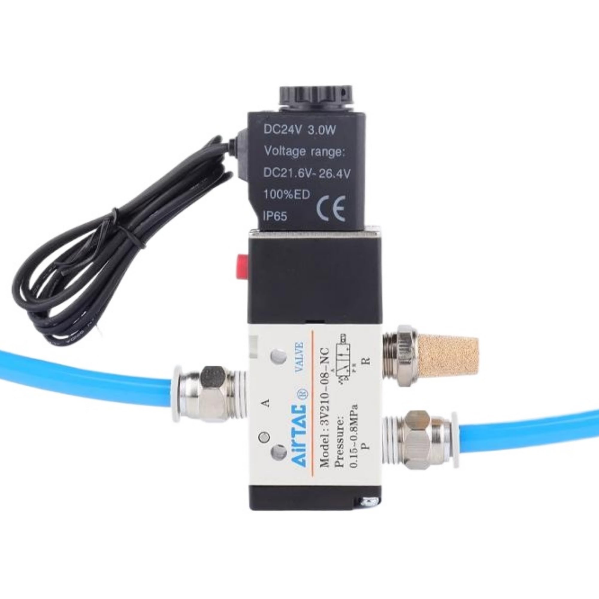 Valvola a solenoide DC12V 3/2 Way AirTAC 3V210-08 1/4" PT Filo di uscita Normalmente Chiuso Aria Pneumatica Elettrica