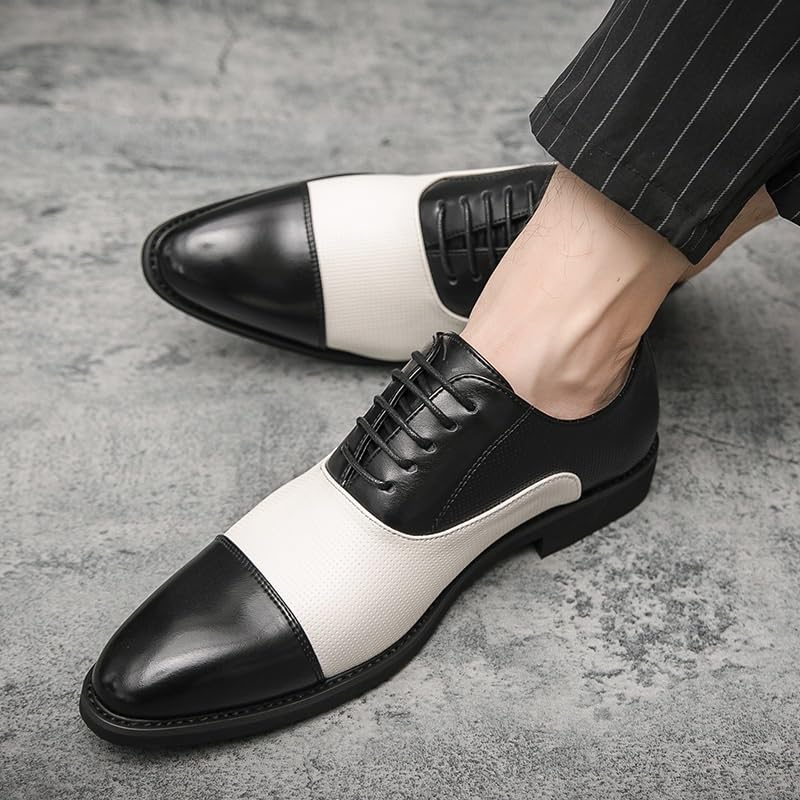 Men's Two Tone Color Matching Lace-up Shoes All-Match Executive Dress Shoes Comfortable for Long Hours2