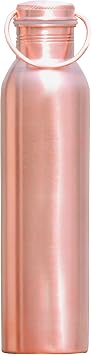 HealthGoodsIn - Pure Copper Matte Finish Bottle with Handle | Seamless Leak-Proof Copper Water Bottle Matte Finish with Handle 600 Ml 20.28 Fluid Ounce