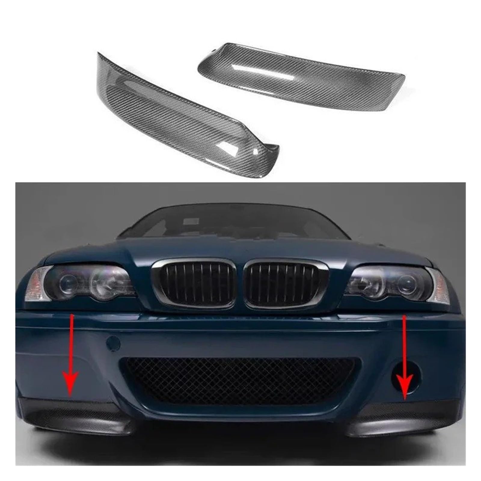 Auto Frontlippe Für E46 Für M3 1999-2006 Auto Frontstoßstange Splitter Diffusor Spoiler Splitter Lippenschutz Lippe Kohlefaser CSL Style 2 Paar Stoßfängerlippe Vorne(Unpainted Primer)